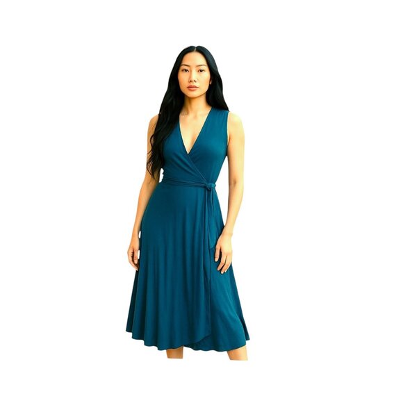 Mara J Jrs. Wrap Dress Green Size 7 NWT Deadstock Vintage Retro Mob Wife Boho - Picture 1 of 13